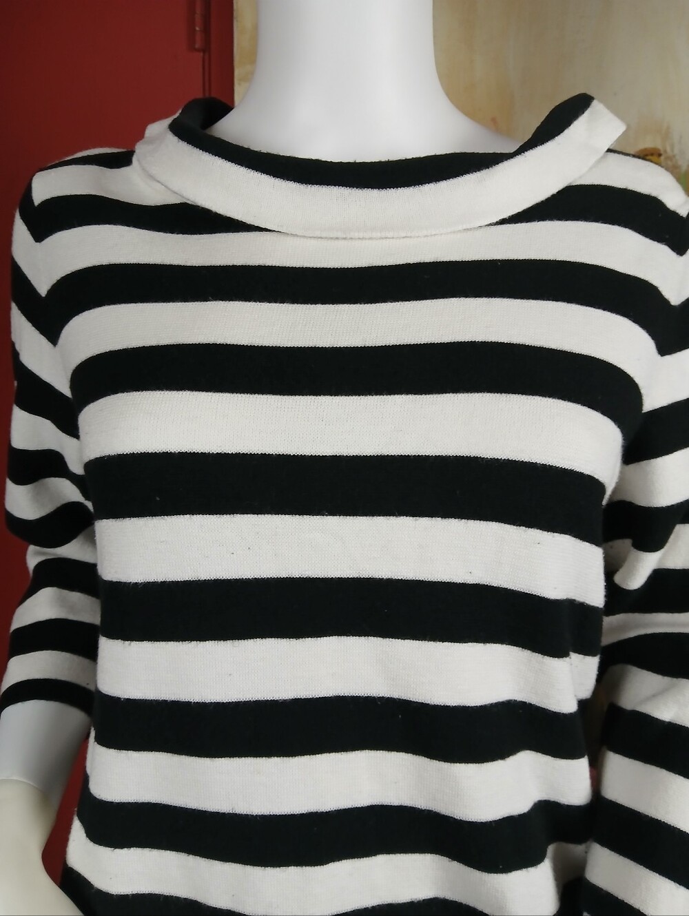 Talbots Black and White Striped Scoopneck Sweater